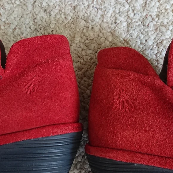 Fly London Shoes Yip Red Suede Wedge Heel Ankle Boots Size EU 37 US 6.5